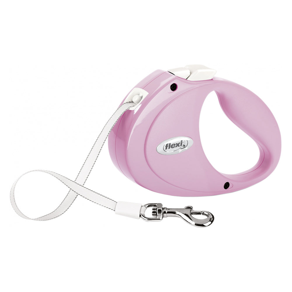 Trela Flexi PUPPY - FITA ROSA